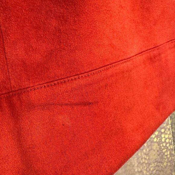 Bebe Burnt Rust Orange Suede Lined Stretch Mini Skirt Size 10 - Picture 6 of 7